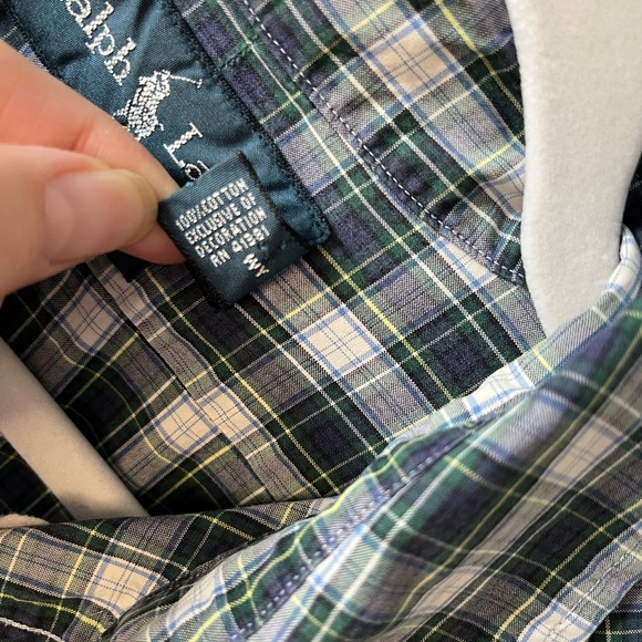 Ralph Lauren Blue Green Plaid Cotton Oxford Button Up Shirt sz M - Picture 5 of 8